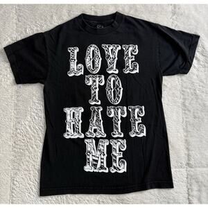 Rogue Status T-Shirt Love to Hate Me Hate To Love Me Black Size Small